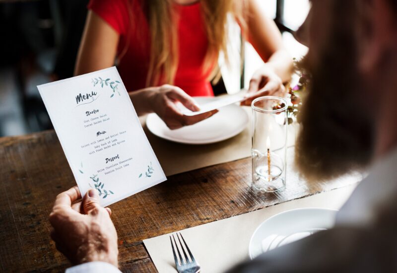 menu at a restaurant